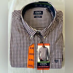 Chaps Men's 2X Checkered Shirt - Brown